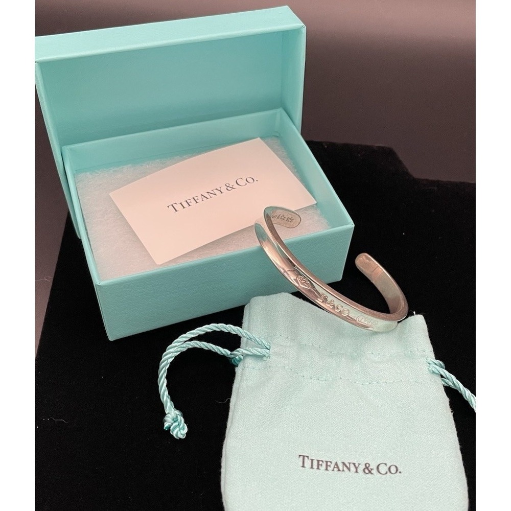 Vintage 1997 Tiffany & Co Sterling Silver (1837) Cuff Bracelet Bag Box 22.61g